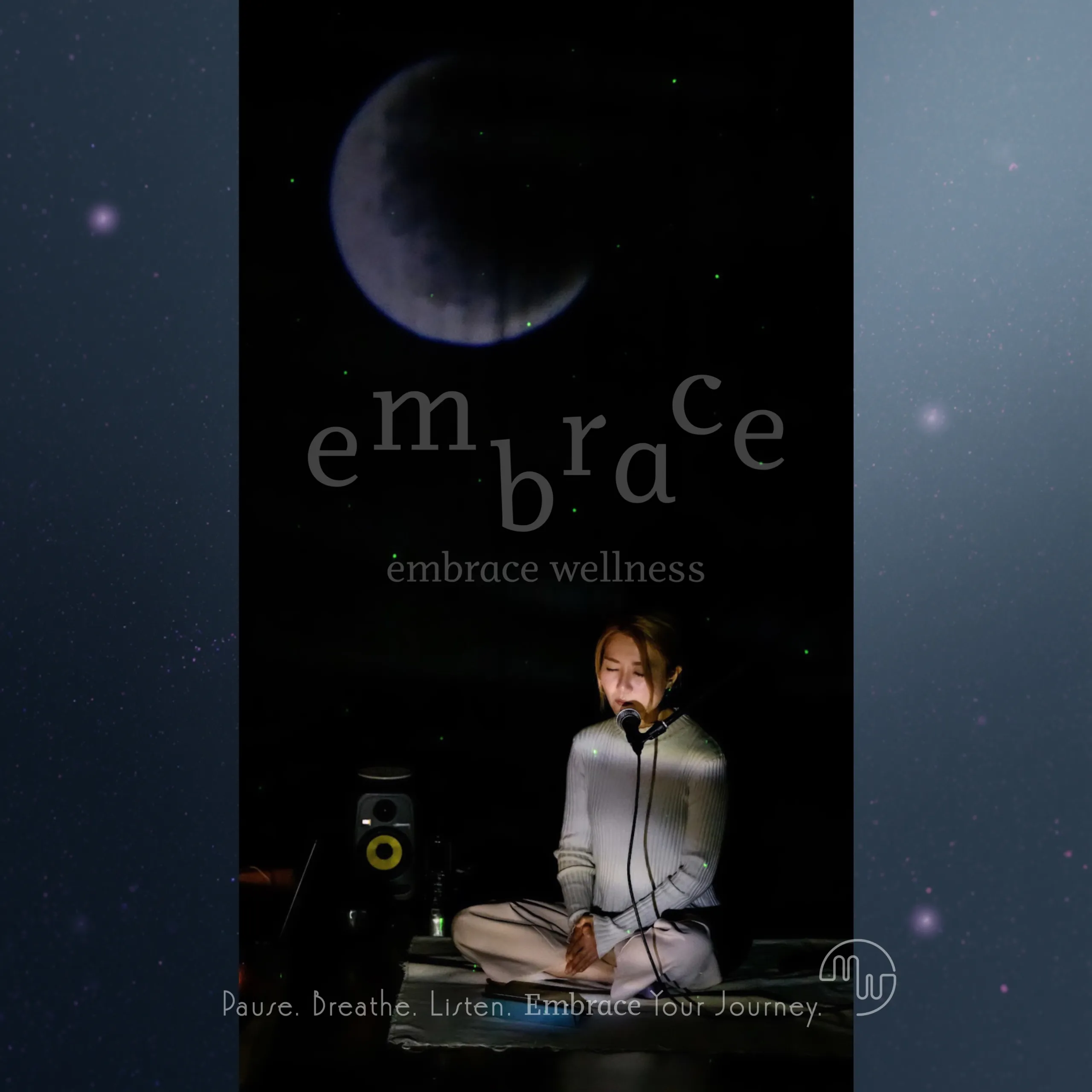 Manlee W seated in a sound healing meditation session – Embrace Wellness founder and holistic wellness practitioner Newbury