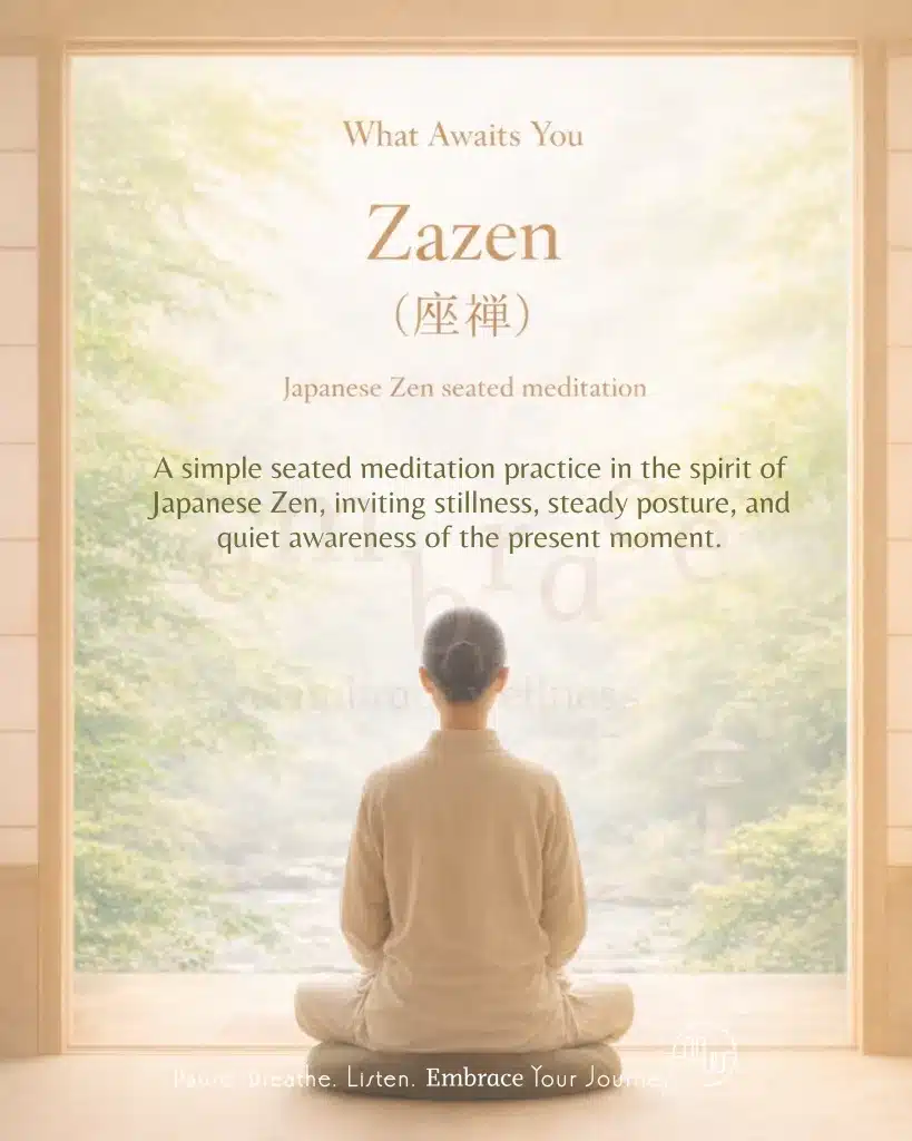 Embrace Retreat_Jul2026_Japanese ZEN Retreat_02 Zazen seated meditation at a Japanese Zen retreat by Embrace Wellness by Manlee W in Newbury, Berkshire