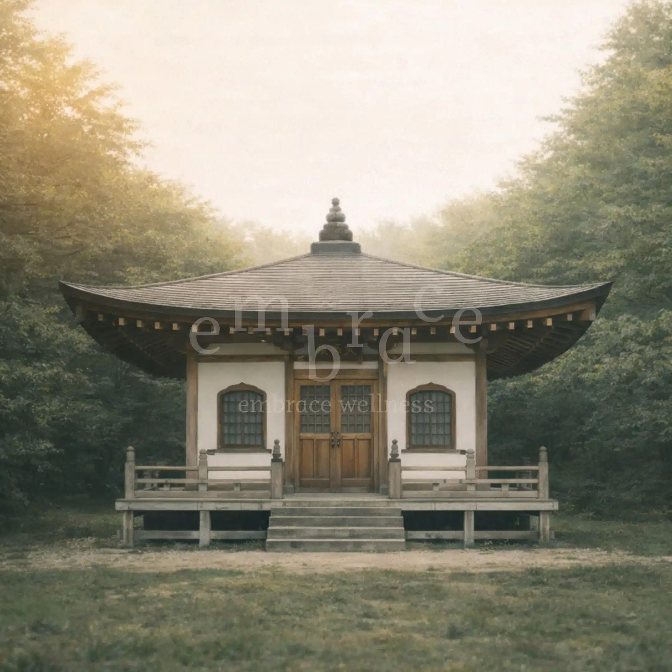 The Japanese Temple and Japanese ZEN Garden at The Donnington Grove Hotel in Newbury, Berkshire, , offering a peaceful setting for mindfulness and meditation