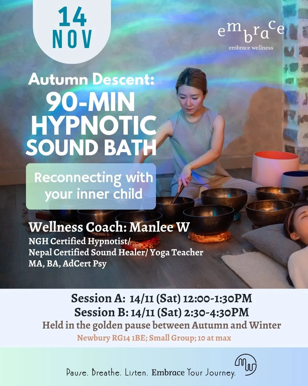 Autumn Descent: 90-Minute Hypnotic Sound Bath in Newbury on 14 November – Embrace Wellness with experienced sound healer Manlee W