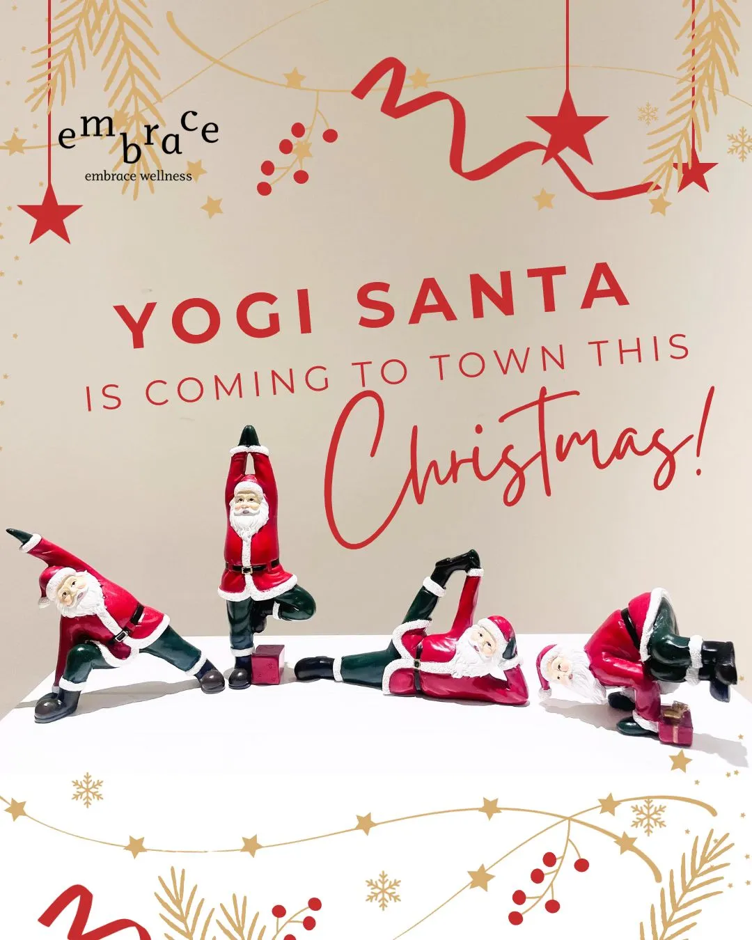 Yogi Santa Figurine full collection yoga ornament Christmas decor four poses gifts for yogis Christmas gift Japan Embrace Wellness