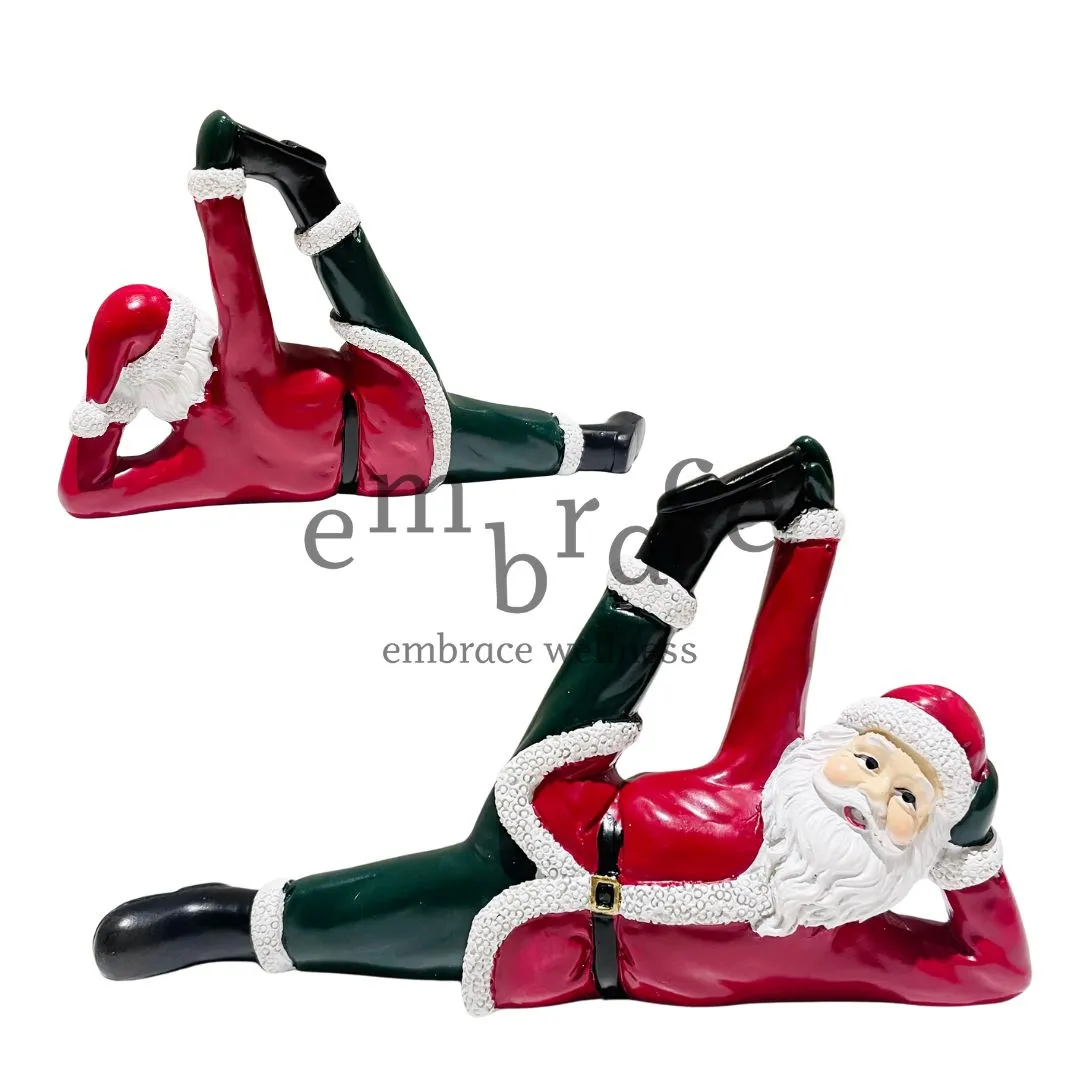 Yogi Santa Figurine Sleeping Vishnu Leg Stretch styled Christmas decor yoga ornament gifts for yogis festive home display Embrace Wellness